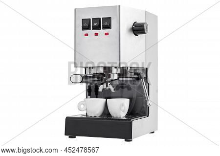 Stainless Steel Carob Espresso Maker With Filter Holder For Two Portion Coffee And Steam Wand, Profe