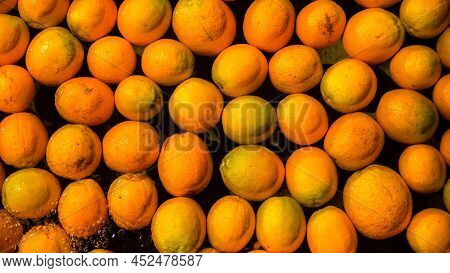 Fresh Oranges Fruit In Water Background In Imlil