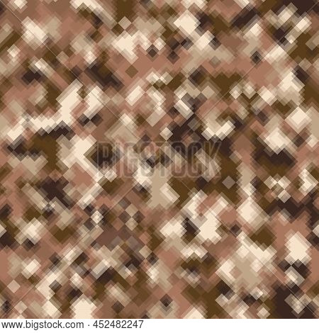 Seamless Pattern Brown Pixel Digital Camouflage Desert Sand Background