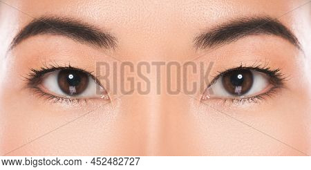 Close Up Of Asian Eyes. Eye Care And Beauty.