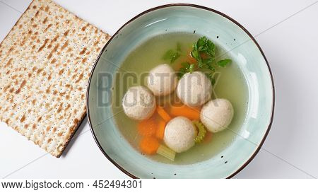 Jewish Chicken Broth With Kneidlach (balls Made With Matzo Meal)matzo Ball Soup