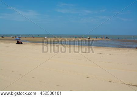 Golden Sandy Beaches Near Sanlucar De Barrameda, Small Andalusian Town, Spain