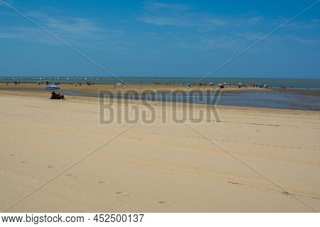 Golden Sandy Beaches Near Sanlucar De Barrameda, Small Andalusian Town, Spain