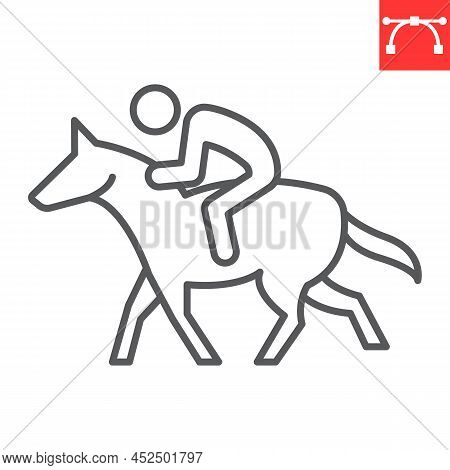 Horse Riding Sport Line Icon, Sport And Stallion, Horse Riding Vector Icon, Vector Graphics, Editabl
