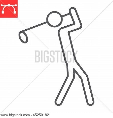 Golf Sport Line Icon, Sport And Play, Golf Vector Icon, Vector Graphics, Editable Stroke Outline Sig