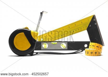 Yellow Measuring Tape For Tool Roulette Or Ruler. Tape Measure Template In Centimeters. Tapes Meter 