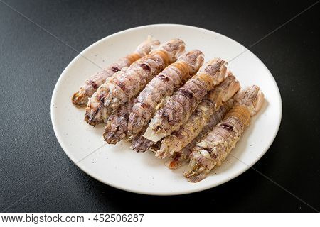 Steamed Crayfish Or Mantis Shrimps Or Stomatopods