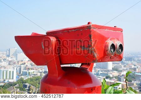 Old Red Binoculars At Khao Phra Tamnak, Pattaya Viewpoint