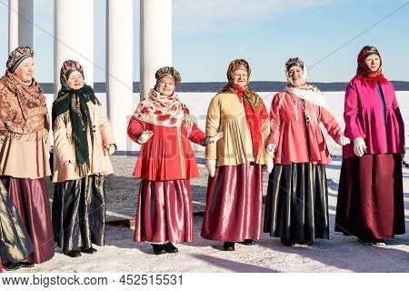 Petrozavodsk, Russia - February 12th,2022: The Women`s Group Of The Folk Ensemble Of Russian Song `k
