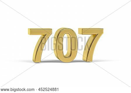 Golden 3d Number 707 - Year 707 Isolated On White Background - 3d Render