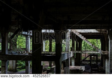 Rolava Tin Mine. Abandoned Place In Czech Republic. Ruins And Destroyed Mine.