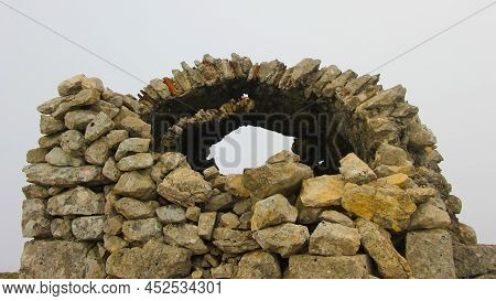 A Small Stone Igloo In The Summit Of Moussa Mountain In Morocco