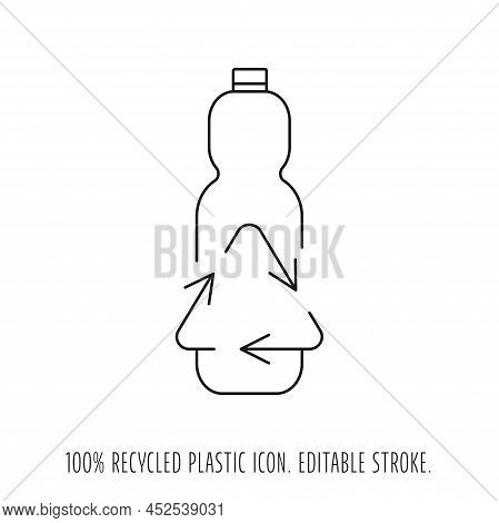 Recycle Plastic Bottle And Garbage Recycling Icon Concept Of Waste Sorting. Editable Stroke. Vector 