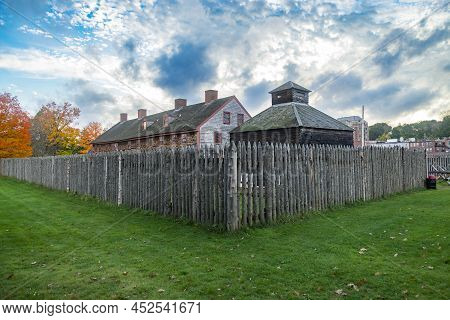 Old Landmark Fort Western, Former British Colonial Outpost At The Head Of Navigation On The Kennebec