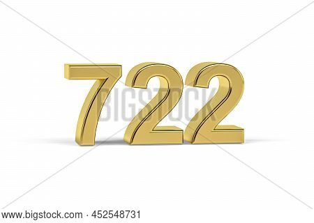 Golden 3d Number 722 - Year 722 Isolated On White Background - 3d Render