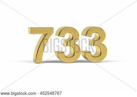 Golden 3d Number 733 - Year 733 Isolated On White Background - 3d Render