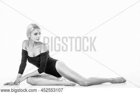 Sexy Reality. Lady With Fit Slim Body. Female Health Care. Depilation Feet Skin Beauty. Concept Of E