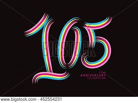 105 Years Anniversary Celebration Logotype Colorful Line Vector, 105th Birthday Logo, 105 Number, Ba