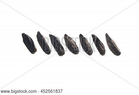 Roasted Rye Malt Grains Levitate On A White Background