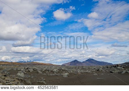 Desolate Landscape Along Central Highlands Of Iceland.
