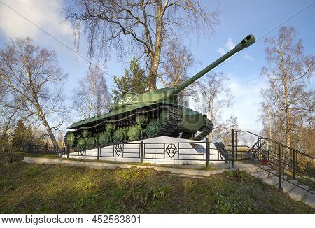 Priozersk, Russia - October 24, 2021: View Of The Tank-monument Is-3 On An October Sunny Day