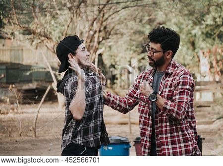 Concept Of Two Men Fighting, Man Threatening Another Man, Concept Of Two People Fighting, Two People