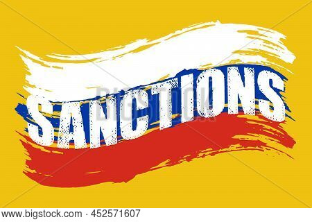 Russian Ban Icon. Red Prohibiting Sign. Sanction And Financial Embargo.