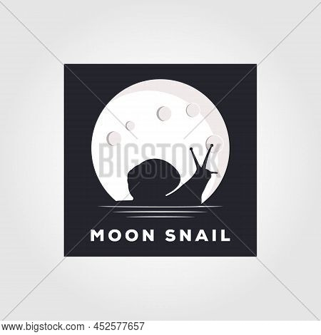 Snail On Moon Background Design Vector Illustration