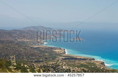 Krásné moře Panorama krajiny Crete, Řecko