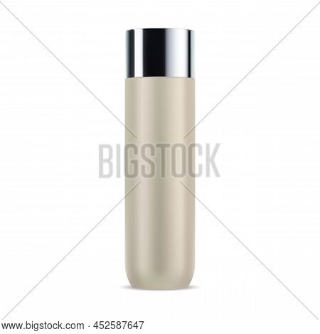 Tall Shampoo Bottle Mockup. Isolated Cosmetic Container Blank. Cylinder Beauty Package For Liquid Ba