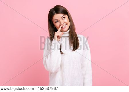 Female Touching Nose, Showing Liar Gesture, Angry About Falsehood, Outright Deception, Fake News, We