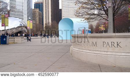 Chicago, Illinois, United States - Dec 11, 2015: Millennium Park Is A Public Park In Chicago Origina
