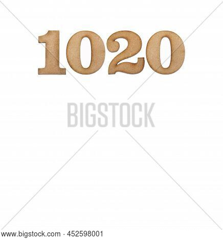 Number 1020 - Piece Of Wood Isolated On White Background