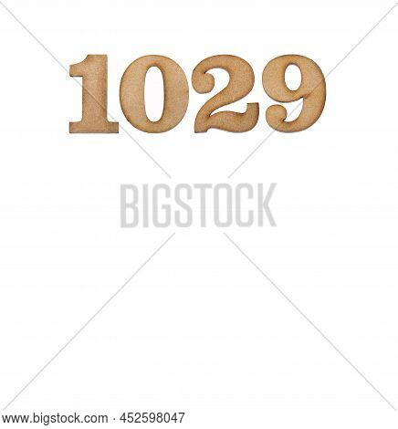 Number 1029 In Wood, Isolated On White Background
