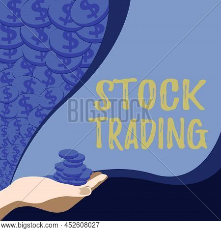 Writing Displaying Text Stock Trading. Business Overview Buy And Sell Of Securities Electronically O