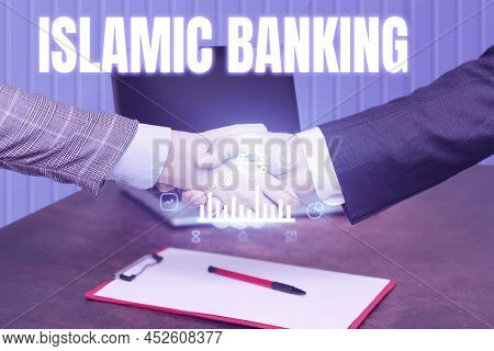 Conceptual Display Islamic Banking. Concept Meaning Banking System Based On The Principles Of Islami