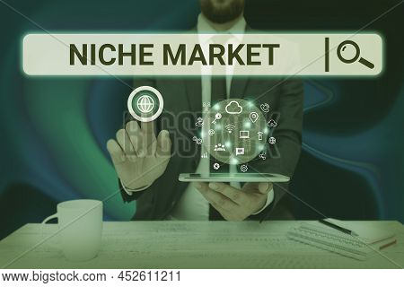 Handwriting Text Niche Market. Word For Subset Of The Market On Which Specific Product Is Focused Ma