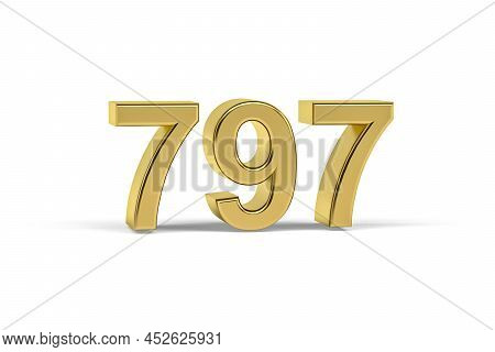 Golden 3d Number 797 - Year 797 Isolated On White Background - 3d Render