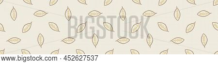 Gender Neutral Foliage Seamless Vector Border. Simple Whimsical 2 Tone Leaf Ribbon. Kids Nursery Wal