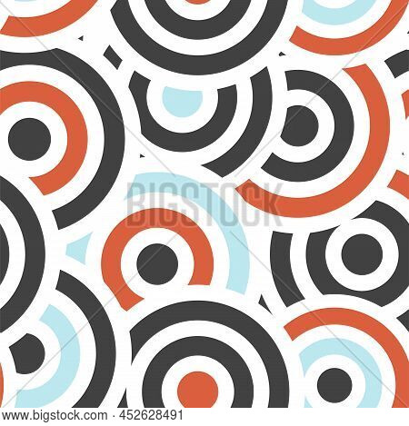 Colorful And Bright Retro Circles Spots Pattern. Seamless Blue Red Dots Bsckground.