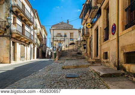 Sepulveda, Spain - September 12, 2021: Architecture In The Medieval Town Of Sepulveda, One Of The Mo