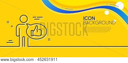 Like Line Icon. Abstract Yellow Background. Thumbs Up Sign. Positive Feedback, Social Media Symbol. 