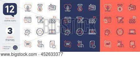 Set Of Manual, Agreement Document And Best Rank Line Icons. Include Local Grown, Loyalty Star, Notif