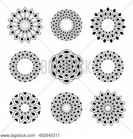 Abstract Geometric Circle Patterns. Decorative Design Elements. Vector Art.