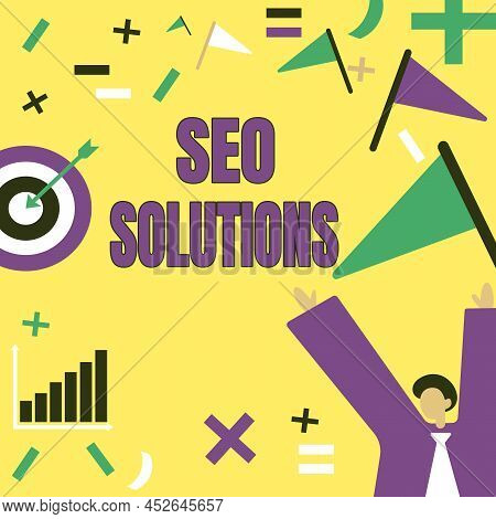 Handwriting Text Seo Solutions. Business Approach Search Engine Result Page Increase Visitors By Ran