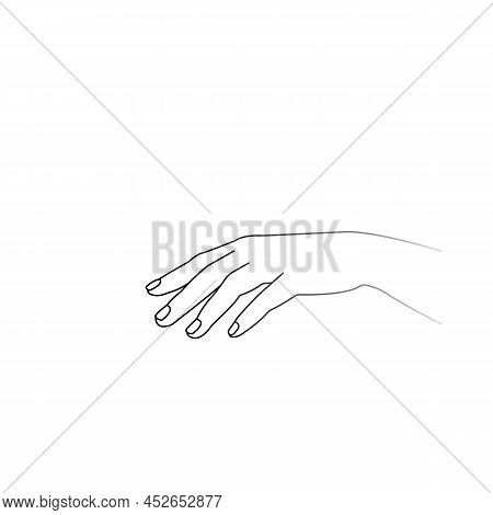 Hand Pose Black Outline Vector Illustration, One Line Art, Minimalism, Manicure