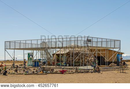 Alamosa, Colorado - April 2, 2022: Ufo Watchtower And Information Center Near Alamosa, Colorado