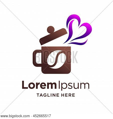 Coffee Cup Logo With Love Concept, Coffee Cup Logo