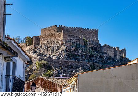 The Ancient Castle Of Montanchez Near Caceres, Extremadura, Spain, Freely Accessible To Tourists, Is