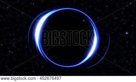 Black Hole In Space, Absorption Of Matter. Event Horizon, Strong Gravitational Pull. Supermassive Bl